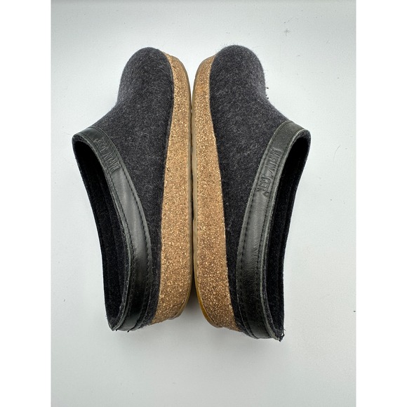 Haflinger Grizzly Wool Clogs Charcoal Grey Cork Sole Leather Shoes W9 M7 EU 40 - Picture 7 of 11